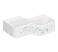 Geberit Bambini juego y lavabo paisaje, W:90cm, 2 lavabos, lavabo inferior a la derecha, sin rebosadero, 502.974., Color: blanco-alpino / decoración: azul océano - azul claro / sin agujero para grifo