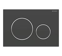 Geberit Placa Sigma20 redonda, doble botón (2 cantidades), negro mate/cromo brillante