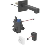 Geberit Brenta mezclador de lavabo, 220mm de proyección, con mezclador termostático, alimentación de red, para caja de función empotrada, 116297141, Color: revestimiento negro mate, fácil de limpiar -