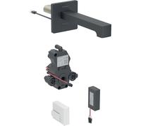 Geberit Brenta mezclador de lavabo, 220mm de proyecciÃ³n, sin mezclador, funciona con pilas, para caja funcional empotrada, 116.293., Color: revestimiento negro mate, fÃ¡cil de limpiar - 116.293.14.1