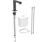 Geberit Brenta mezclador de lavabo, proyección 195mm, con mezclador, alimentación de red, con caja de función de montaje en superficie, 116.172.14.1, Color: revestimiento negro mate, fácil de limpiar