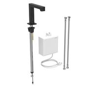 Geberit Brenta mezclador de lavabo, proyección 195mm, con mezclador, alimentación de red, con caja de función de montaje en superficie, 116172141, Color: revestimiento negro mate, fácil de limpiar - C
