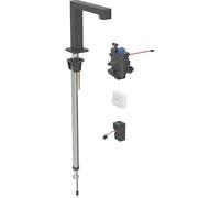 Geberit Brenta mezclador de lavabo, proyección 195mm, con mezclador termostático, funcionamiento por red, para caja de función oculta, 116.197., Color: revestimiento negro mate, fácil de limpiar - 116.197.14.1