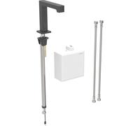 Geberit Brenta mezclador de lavabo, proyección 195mm, funcionamiento con pilas, con mezclador, con caja de funciones de montaje en superficie, 116174141, Color: revestimiento negro mate, fácil de limp