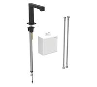 Geberit Brenta mezclador de lavabo, proyección 195mm, funcionamiento con pilas, con mezclador termostático, con caja de funciones de montaje en superficie, 116178141, Color: revestimiento negro mate,