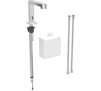 Geberit Brenta mezclador de lavabo, proyección 195mm, funcionamiento con pilas, con mezclador termostático, con caja de funciones de montaje en superficie, 116.178.21.1, Color: cromado brillante