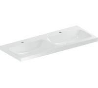 Geberit iCon Light lavabo doble, 120 cm x 48 cm, con 2 agujeros para grifo, sin rebosadero,501838, 501838006, Color: blanco/ KeraTect - CM