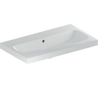 Geberit iCon Light lavabo con saliente acortado, 75 cm x 42 cm, sin agujero para grifo, con rebosadero,501842, 501842003, Color: blanco - CM