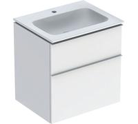 Geberit iCon Set mueble lavabo con mueble bajo lavabo, 2 cajones, 60x63x48 cm, 502331, 502.335.01.1, Color: lavabo: blanco, carcasa/puerta: blanco/lacado alto brillo, tirador: blanco/recubrimiento en