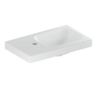 Geberit iCon Light lavabo con enjuague manual, 53 cm x 31 cm, con orificio de grifería a la izquierda, sin rebosadero, repisa a la izquierda, 501833, 501.833.00.2, Color: blanco/KeraTect