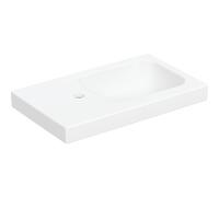 Geberit iCon Light lavabo con enjuague manual, 53 cm x 31 cm, sin agujero para grifo, sin rebosadero, espacio de repisa a la izquierda, 501833, 501.833.JT.1, Color: Blanco Mate