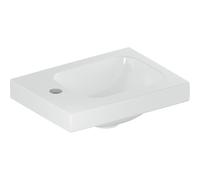 Geberit iCon Light lavamanos, 38 cm x 28 cm, con orificio de grifería a la izquierda, sin rebosadero, repisa a la izquierda, 501831, 501831002, Color: blanco/KeraTect - CM
