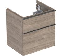 Geberit iCon mueble bajo lavabo, 2 cajones, 59,2x61,5x47,6 cm, 502303, 502303JR1, Color: Frente/carcasa: nogal americano/textura de madera de melamina, mango: lava/revestido de polvo mate - CM