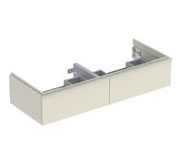 Geberit iCon mueble bajo lavabo para lavabo doble, 2 cajones, 118,4x24,7x47,6 cm, 502314, 502314JL1, Color: Frente/carcasa: gris arena/lacado alto brillo, asa: gris arena/recubrimiento en polvo mate -