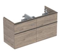 Geberit iCon mueble bajo lavabo para lavabo doble, 4 cajones, 118,4x61,5x47,6 cm, 502309, 502309JR1, Color: Frente/carcasa: nogal americano/textura de madera de melamina, mango: lava/revestido de polv