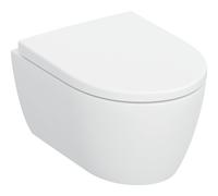 Geberit iCon Set inodoro suspendido, descarga baja, saliente acortado, diseño cerámico cerrado, TurboFlush, incl. asiento de inodoro, 503049JT1, Color: Blanco mate - CM