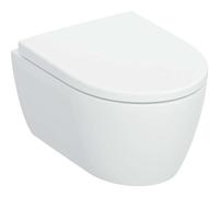 Geberit iCon Set inodoro suspendido, descarga baja, saliente acortado, diseño cerámico cerrado, TurboFlush, incl. asiento de inodoro, 503049JT1, Color: Blanco mate - CM