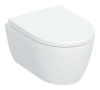 Geberit iCon Set inodoro suspendido, descarga baja, saliente acortado, diseño cerámico cerrado, TurboFlush, incl. asiento de inodoro, 503048001, Color: blanco - CM