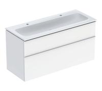 Geberit iCon Set mueble lavabo con mueble bajo lavabo, 2 cajones, 120x63x48 cm, 502334, 502.334.01.2, Color: Lavabo: blanco/KeraTect, frente/carcasa: blanco/lacado alto brillo, tirador: cromado brilla