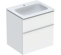 Geberit iCon Set mueble lavabo con mueble bajo lavabo, 2 cajones, 60x63x48 cm, 502331, 502.331.01.3, Color: Lavabo: blanco/KeraTect, frente/carcasa: blanco/lacado mate, tirador: blanco/revestido de po