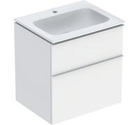 Geberit iCon Set mueble lavabo con mueble bajo lavabo, 2 cajones, 60x63x48 cm, 502331, 502335013, Color: lavabo: blanco, cuerpo/puerta: blanco/lacado alto brillo, tirador: cromado brillante - CM