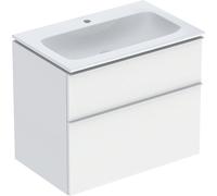 Geberit iCon Set mueble lavabo con mueble bajo lavabo, 2 cajones, 75x63x48 cm, 502336, 502.332.01.3, Color: Lavabo: blanco/KeraTect, frente/carcasa: blanco/lacado mate, tirador: blanco/lacado mate