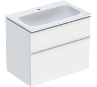 Geberit iCon Set mueble lavabo con mueble bajo lavabo, 2 cajones, 75x63x48 cm, 502336, 502.336.01.3, Color: lavabo: blanco, frente/carcasa: blanco/lacado mate, tirador: blanco/recubrimiento de polvo m