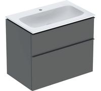 Geberit iCon Set mueble lavabo con mueble bajo lavabo, 2 cajones, 75x63x48 cm, 502336, Color: lavabo: blanco, frente/carcasa: lava/lacado mate, tirador: lava/pulverizado mate - CM