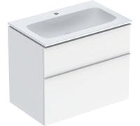 Geberit iCon Set mueble lavabo con mueble bajo lavabo, 2 cajones, 75x63x48 cm, 502336, 502336011, Color: Lavabo: blanco, frente/carcasa: blanco/lacado de alto brillo, tirador: blanco/pulverizado mate 