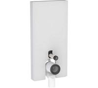 Geberit Monolith módulo sanitario para WC de pedestal, 101cm, conexión de agua lateral, con tubo de conexión P, 131.003.TD.5, Color: Vidrio blanco / aluminio cepillado