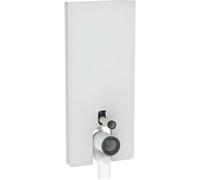 Geberit Monolith módulo sanitario para WC de pedestal, 114 cm, conexión de agua en la parte central trasera, con curva de conexión P, 131.033.TD.5, Color: Vidrio blanco / aluminio cepillado