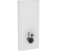 Geberit Monolith módulo sanitario para WC suspendido, 114cm, conexión de agua trasera central, con tubo de conexión, 131.031.TD.5, Color: Vidrio blanco / aluminio cepillado