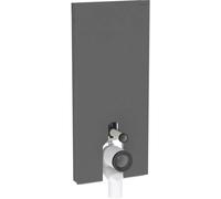 Geberit Monolith PLUS módulo sanitario para WC de pedestal, 114 cm, conexión de agua en la parte central trasera, con codo de conexión, 131233CD7, Color: Vidrio negro / aluminio cepillado negro - CM