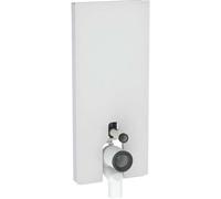 Geberit Monolith PLUS módulo sanitario para WC de pedestal, 114 cm, conexión de agua en la parte central trasera, con codo de conexión, 131233TD7, Color: Vidrio blanco / aluminio cepillado - CM
