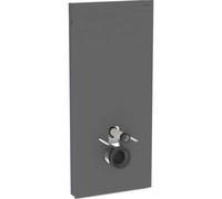 Geberit Monolith PLUS módulo sanitario para WC suspendido, 114cm, conexión de agua trasera central, con tubo de conexión, 131.231.CD.7, Color: Vidrio negro / aluminio cepillado negro