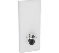 Geberit Monolith PLUS módulo sanitario para WC suspendido, 114cm, conexión de agua trasera central, con tubo de conexión, 131231TD7, Color: Vidrio blanco / aluminio cepillado - CM