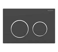 Geberit Omega20 placas de accionamiento, para doble descarga, 115085141, Color: lacado negro mate, recubierto de fácil limpieza / cromado de alto brillo - CM
