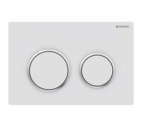 Placa de accionamiento Geberit Omega20, para enjuague de 2 volúmenes, Color: lacado blanco mate, recubierto de fácil limpieza / cromado de alto brillo - 115.085.JT.1