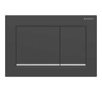 Geberit placa de accionamiento Omega30, para sistema de 2 cisternas, Color: lacado negro mate, recubierto de fácil limpieza / cromado de alto brillo - 115.080.14.1