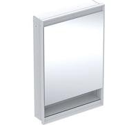 Geberit ONE armario con espejo y ComfortLight, 1 puerta, con nicho, oculto, blanco/aluminio, 60x90cm, 505.82, Versión: Detenerse a la derecha - 505.821.00.2
