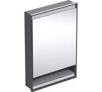 Geberit ONE armario con espejo y ComfortLight, 1 puerta, con nicho, oculto, negro mate/aluminio, 60x90cm, 505.820.00.7, Versión: Parada a la izquierda