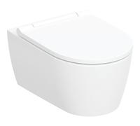Geberit One taza de inodoro con asiento de cierre suave suspendido sin reborde con descarga de remolino blanco brillante 500.201.01.1