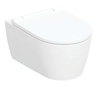 Geberit ONE WC suspendido de cisterna baja, TurboFlush, con asiento de WC con caída amortiguada, 500201011, Color: Cerámica blanca/KeraTect, tapa de diseño blanca - CM