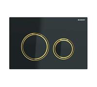 Geberit Panel de control Sigma21 2 botones, placa negra, botones negros, bordes latón