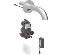 Geberit Piave grifo de lavabo, 220mm de proyecciÃ³n, sin mezclador, funciona con pilas, para caja funcional empotrada, 116.283., Color: Ã?ptica Acero inoxidable/bruÃÂ±ido, con revestimiento fÃÂ¡cil de limpiar - 116.283.SN.1