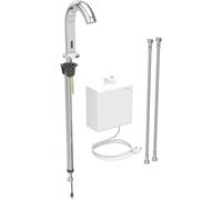 Geberit Piave mezclador de lavabo, 167mm de proyección, funcionamiento por red, con mezclador termostático, con caja de funciones de montaje en superficie, 116167211, Color: cromado brillante - CM