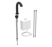 Geberit Piave mezclador de lavabo, 167mm de proyección, funcionamiento por red, con mezclador termostático, con caja de funciones de montaje en superficie, 116167141, Color: revestimiento negro mate, 