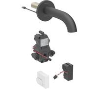 Geberit Piave mezclador de lavabo, proyección 220mm, sin mezclador, funcionamiento por red, para caja de función oculta, 116.281.14.1, Color: revestimiento negro mate, fácil de limpiar