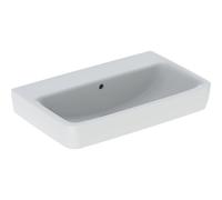 Lavabo Geberit Renova Compact, 650x370mm, sin agujero para grifo, con rebosadero, Color: Blanco, con KeraTect - 501.716.00.8