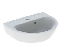 Geberit Renova lavabo con enjuague manual, 1 agujero para grifo, rebosadero asimétrico, anchura: 45cm, Color: Blanco - 500.375.01.1